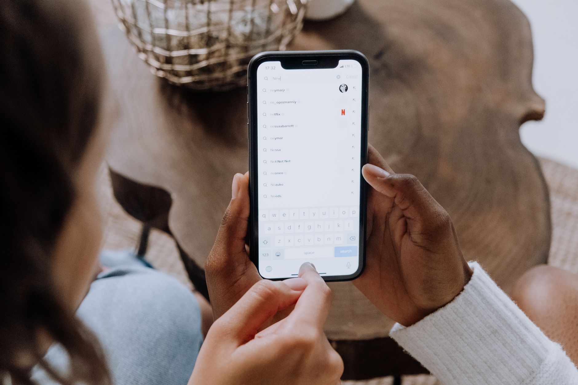Searching for a brand name on a phone